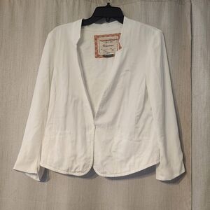 anthropologie cartonnier blazer, White, Sz 10, Lined, Split Open Back, Pockets